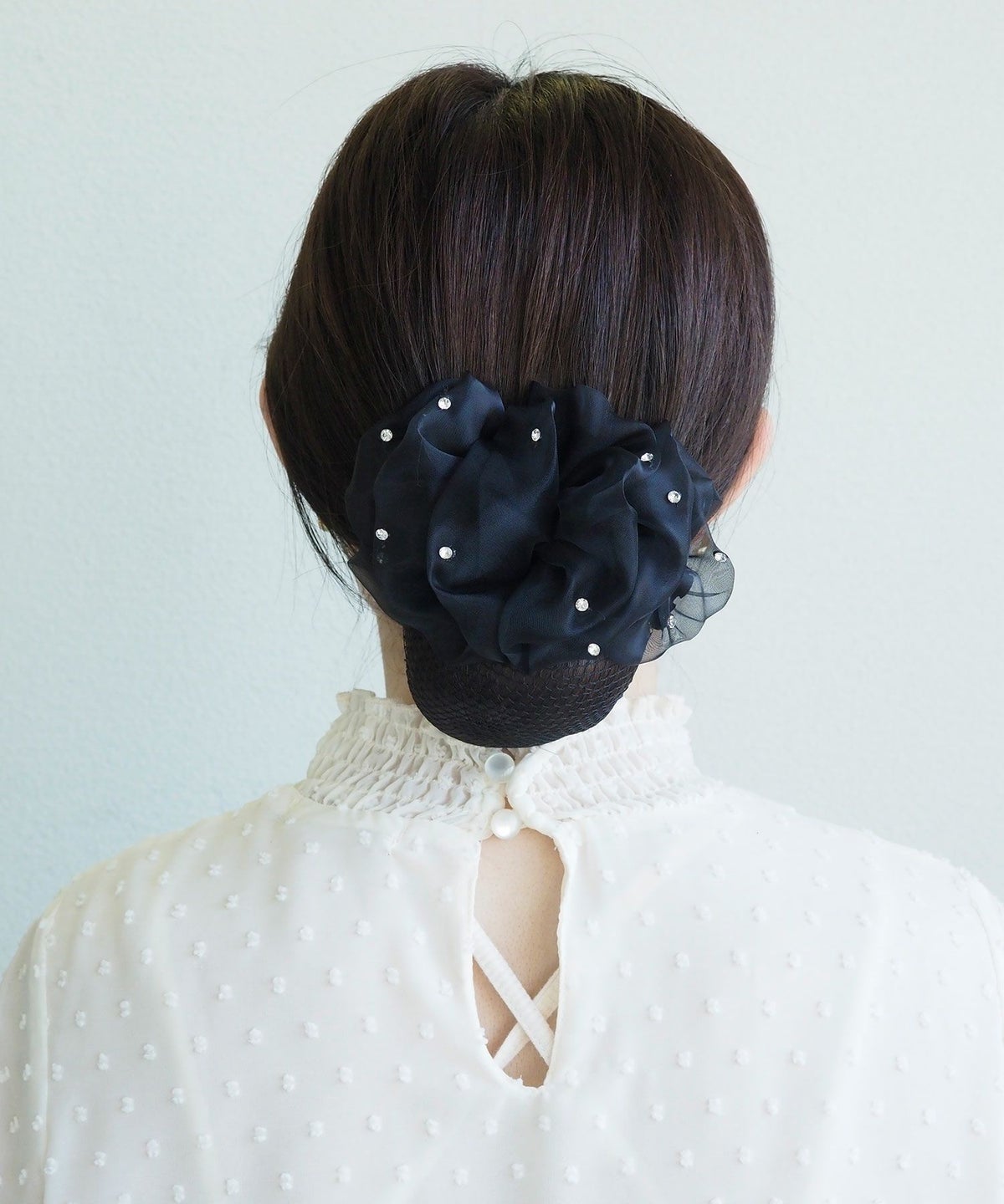 ネット付きストーンリボンバレッタ