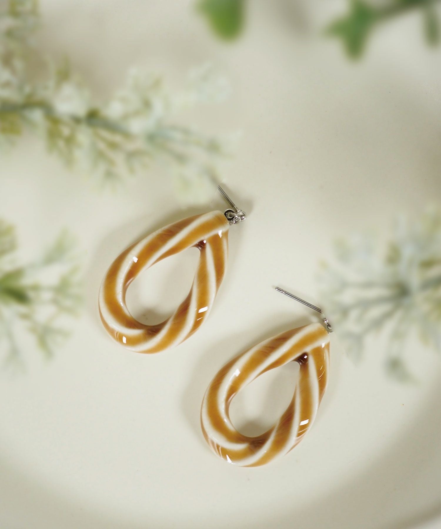 美濃焼タイルドロップピアス【七窯社】