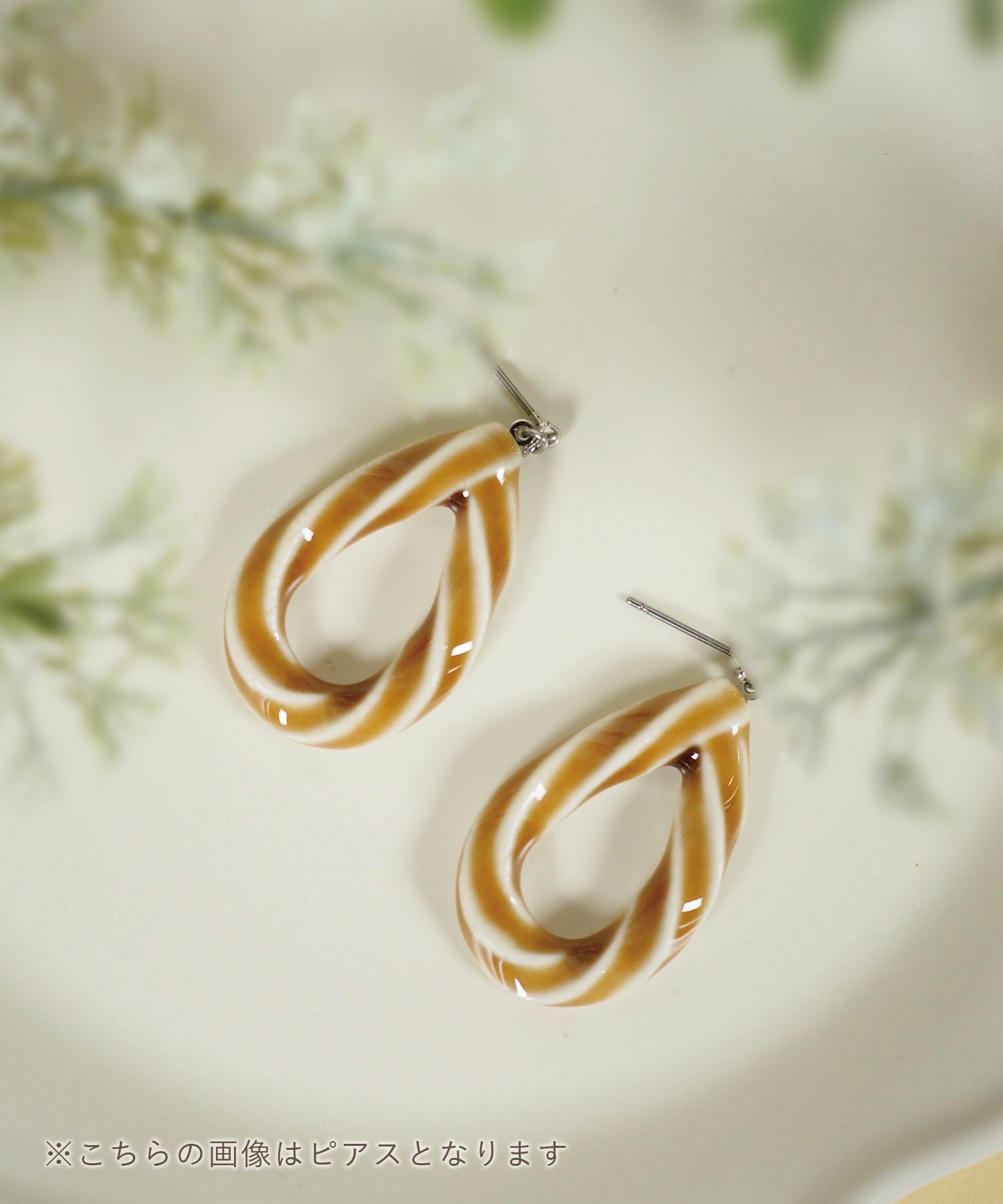 美濃焼タイルドロップイヤリング【七窯社】