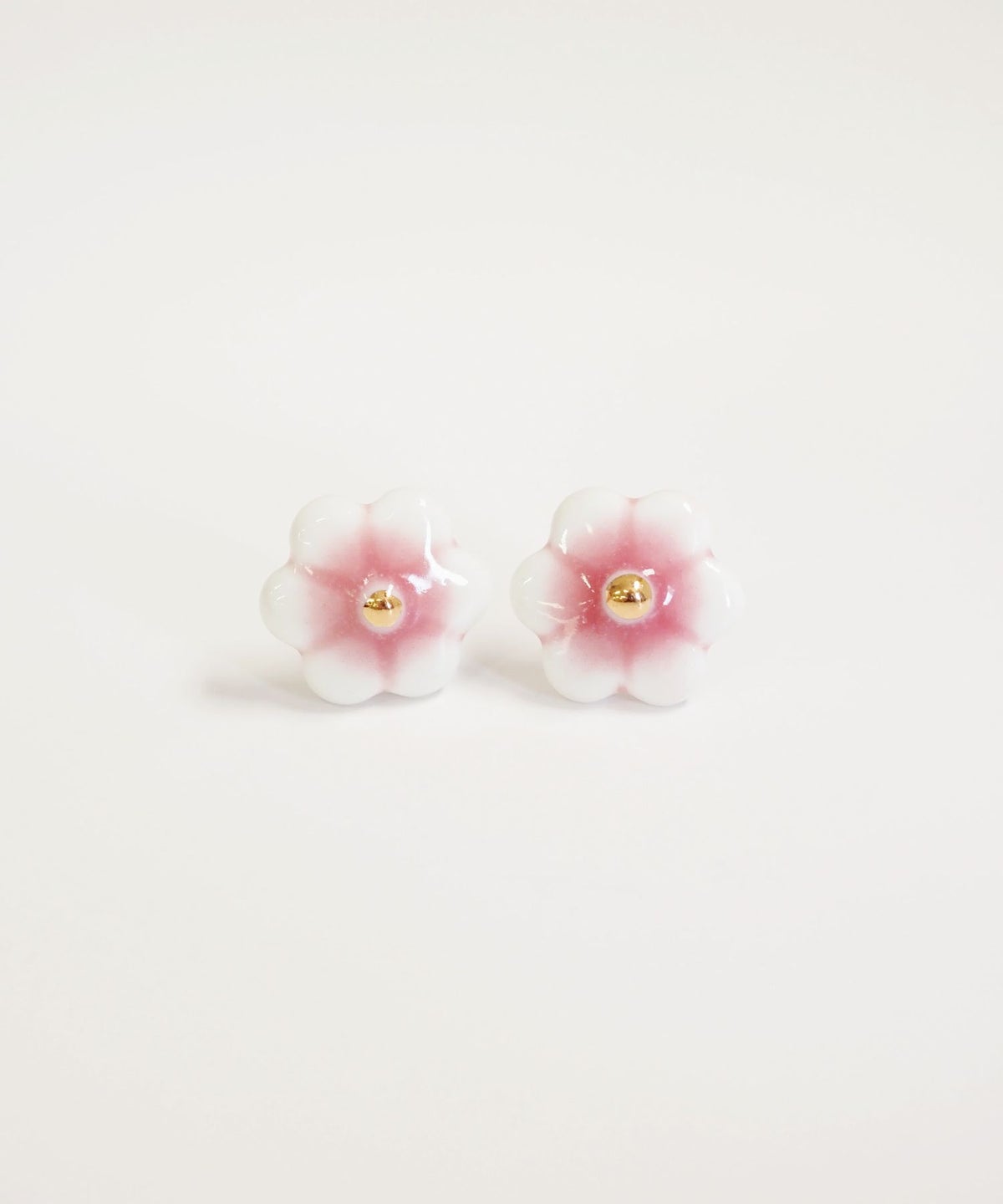 美濃焼タイル小花イヤリング【七窯社】