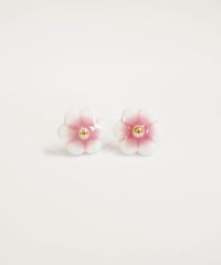 美濃焼タイル小花イヤリング【七窯社】