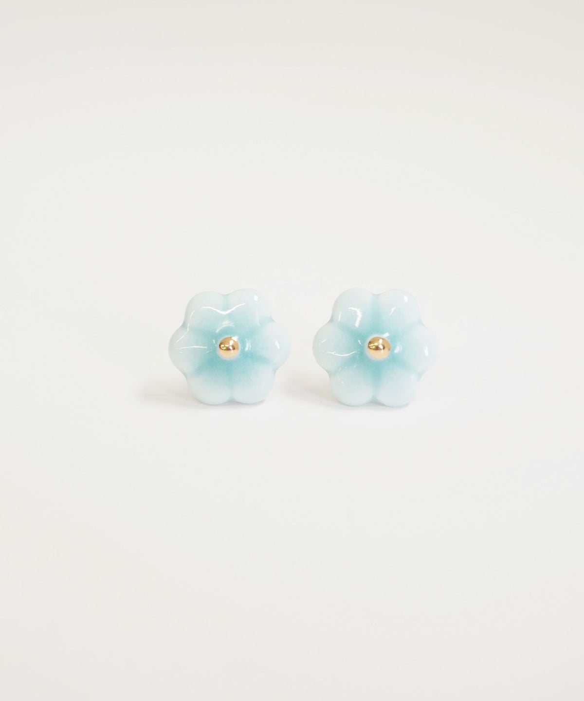 美濃焼タイル小花イヤリング【七窯社】