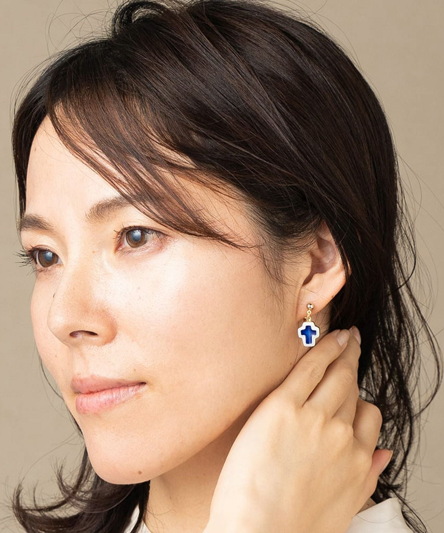 美濃焼タイルみにくろイヤリング【七窯社】