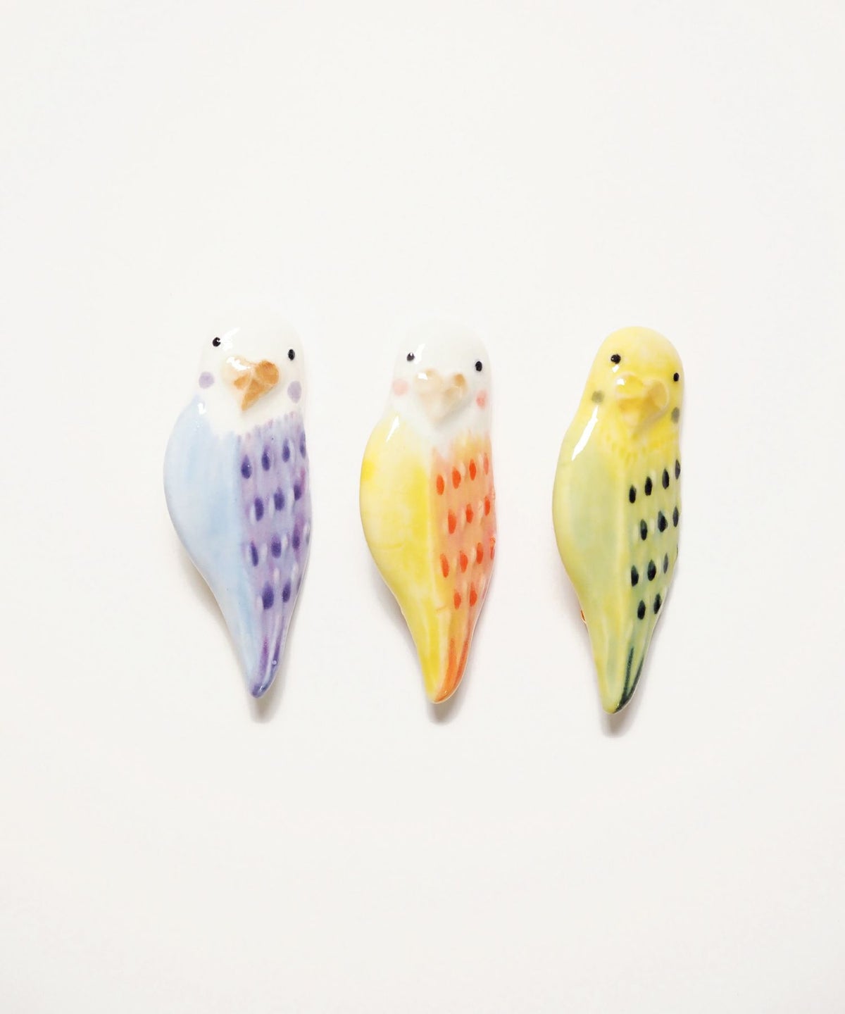 美濃焼タイルインコブローチ【七窯社】