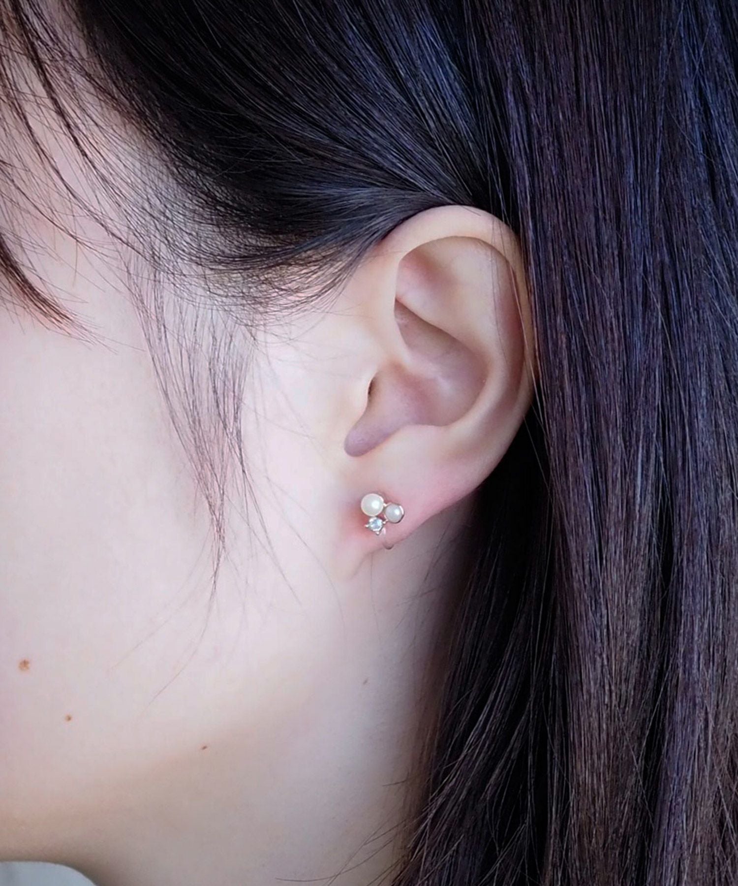 パールストーン樹脂ノンホールイヤリング