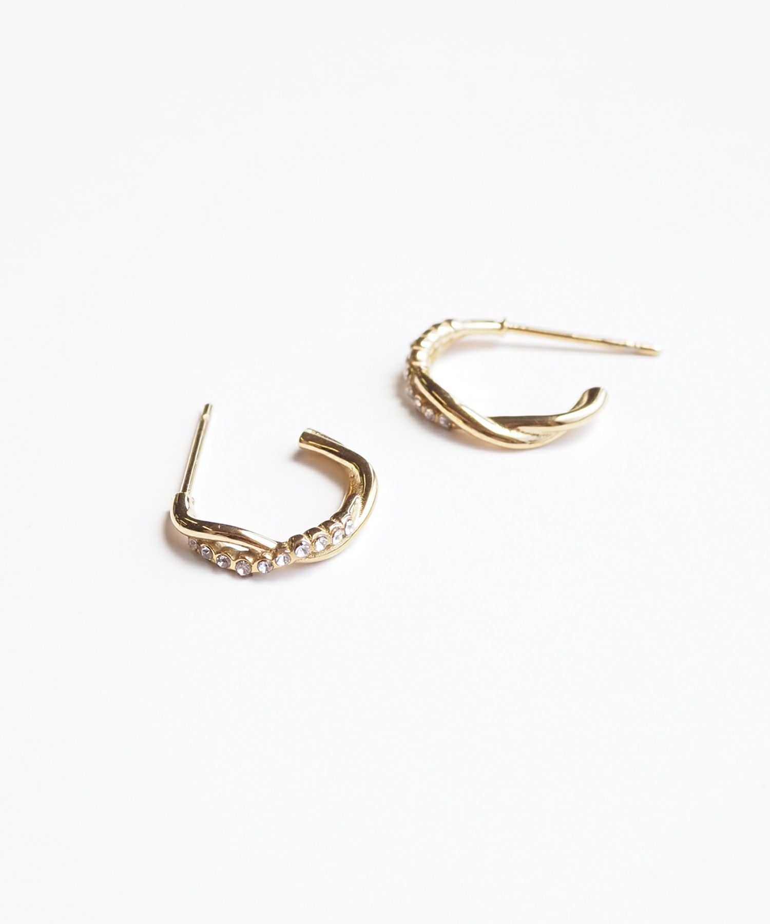 クロスストーンステンレスフープピアス