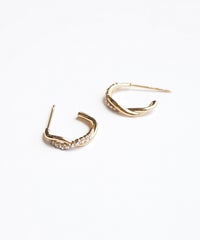 クロスストーンステンレスフープピアス