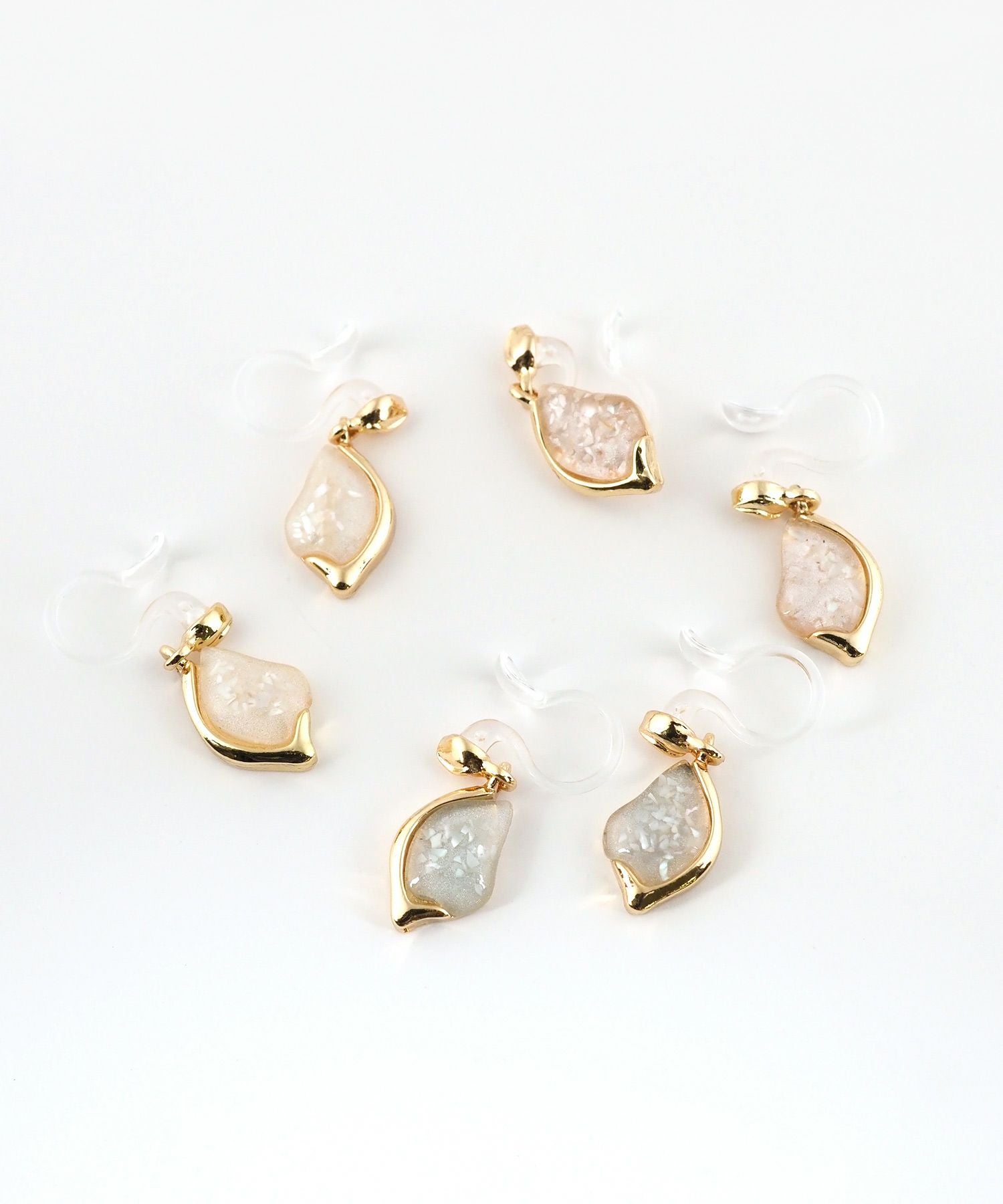 ロサンジュシェル樹脂ノンホールイヤリング