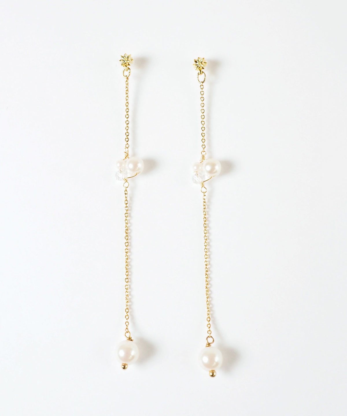 【web限定】ルミパールロングチェーンセラミックポストピアス【Lumirise】