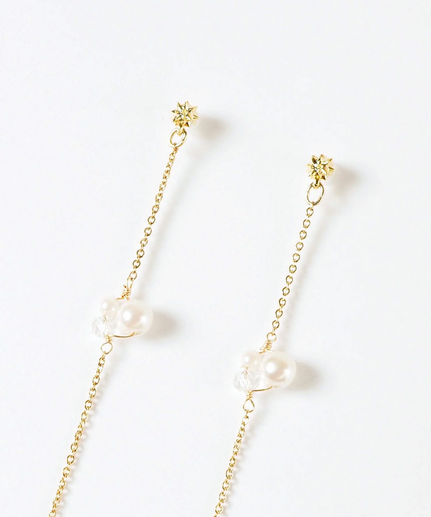 【web限定】ルミパールロングチェーンセラミックポストピアス【Lumirise】