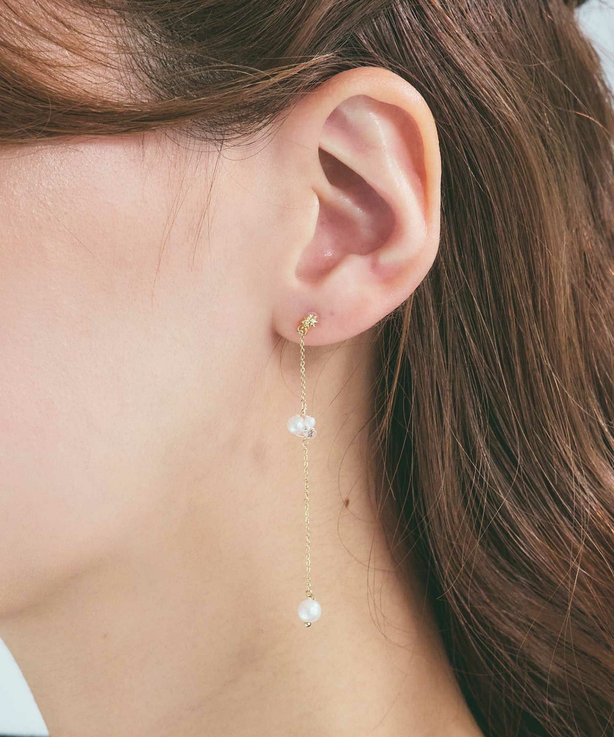 【web限定】ルミパールロングチェーンセラミックポストピアス【Lumirise】