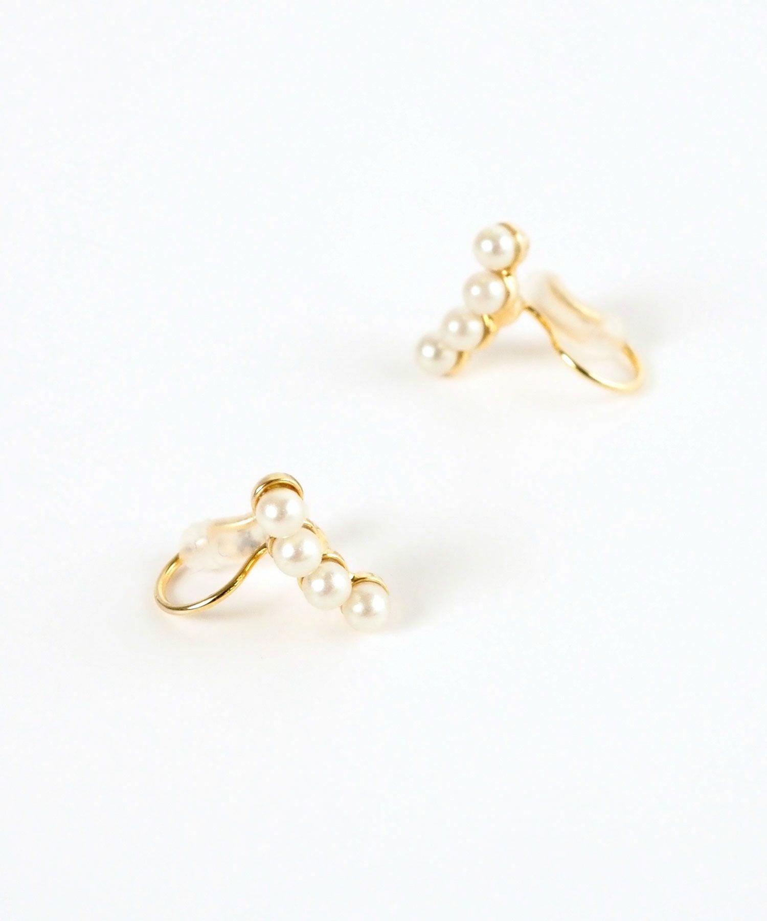 【web限定】ルミプチパールラインノンホールイヤリング【Lumirise】