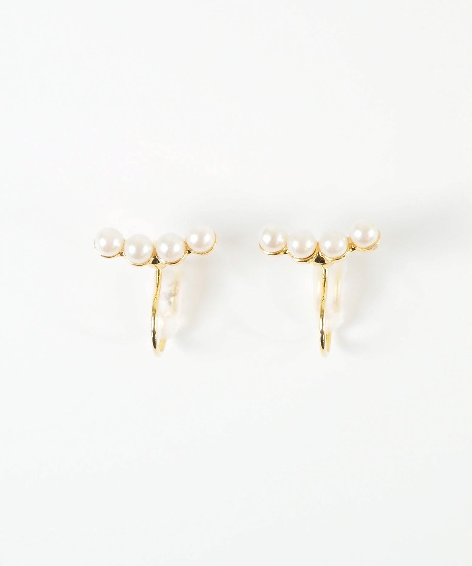 【web限定】ルミプチパールラインノンホールイヤリング【Lumirise】