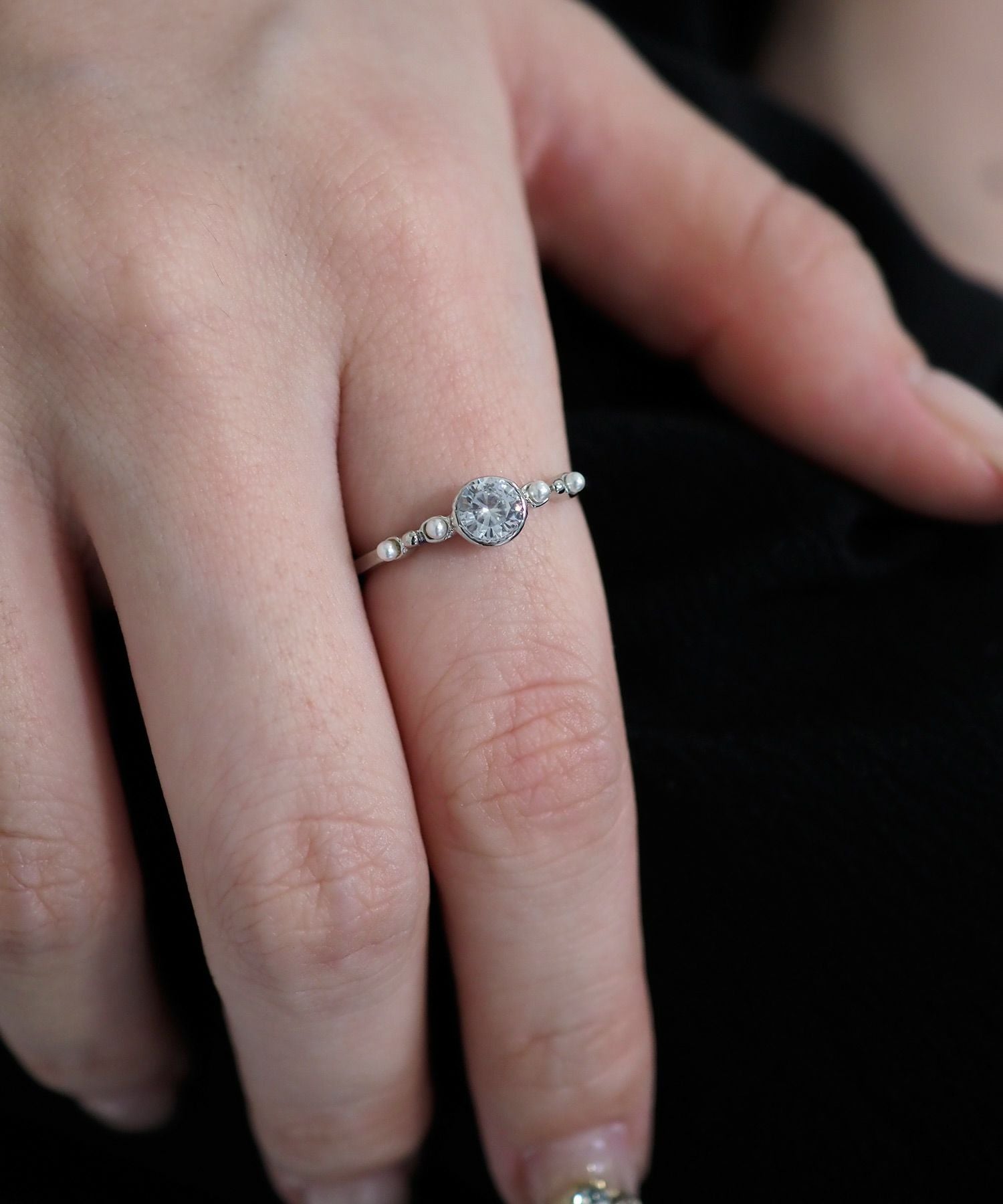 ポイントストーンパールリング