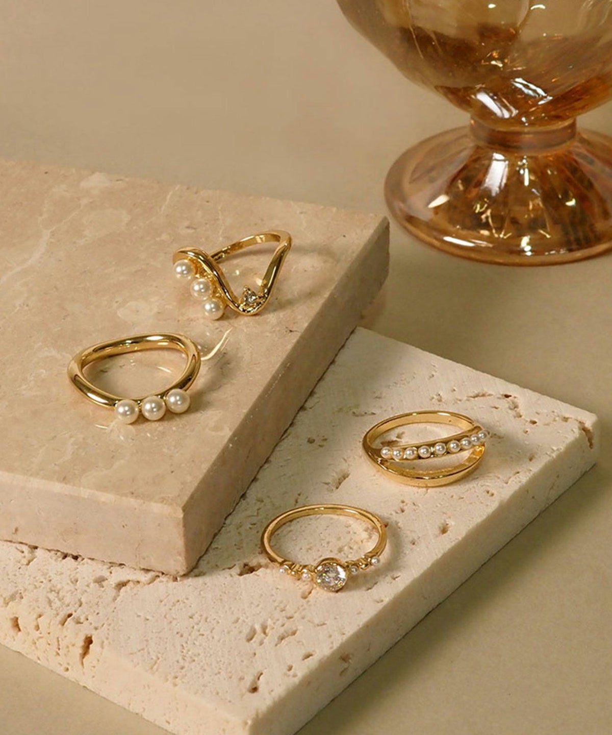 ポイントストーンパールリング