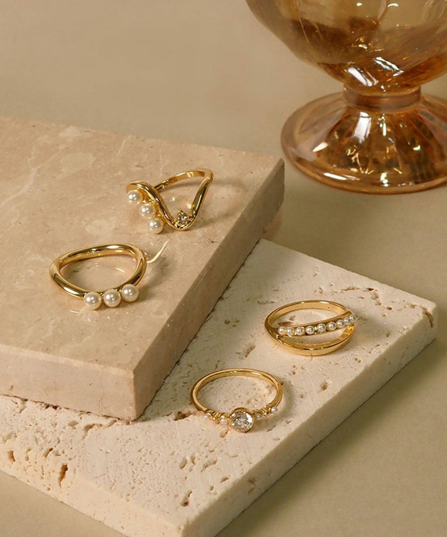 ポイントストーンパールリング