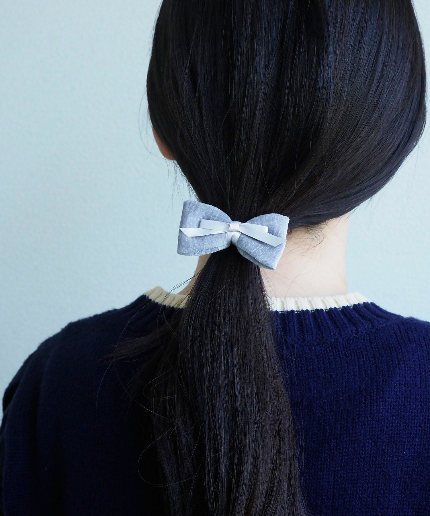 ベロアレイヤードリボンポニー