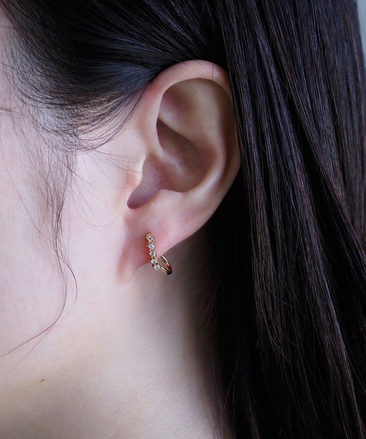 ラインストーンフープサージカルステンレスピアス