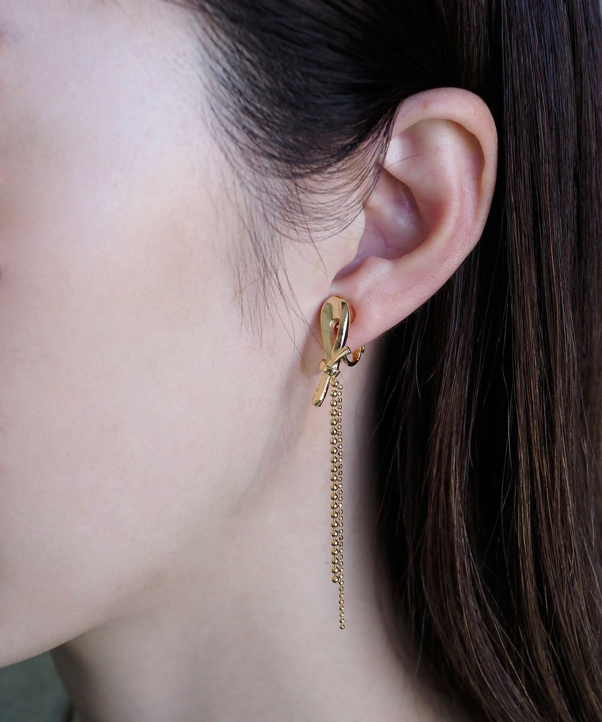 リボンボールチェーンIMUFURETイヤリング