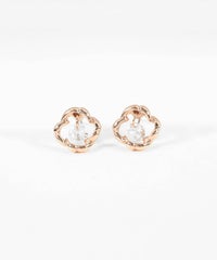 フラワーシャイニングストーンチタンポストピアス