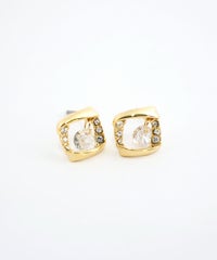 スクエアシャイニングストーンチタンポストピアス