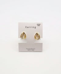 ダブルドロップラウンドメタルイヤリング