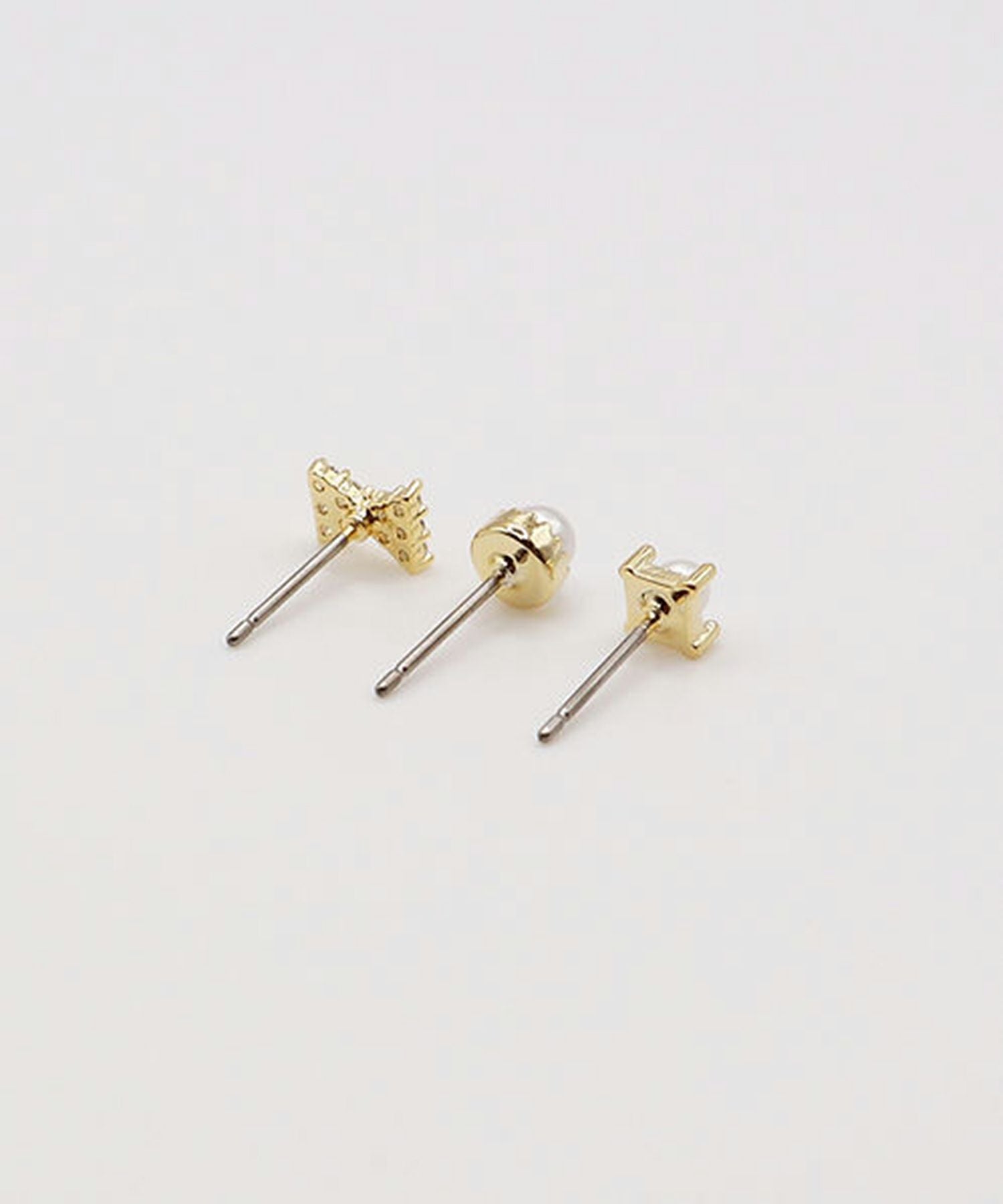 リボンパールプチ3セットチタンポストピアス