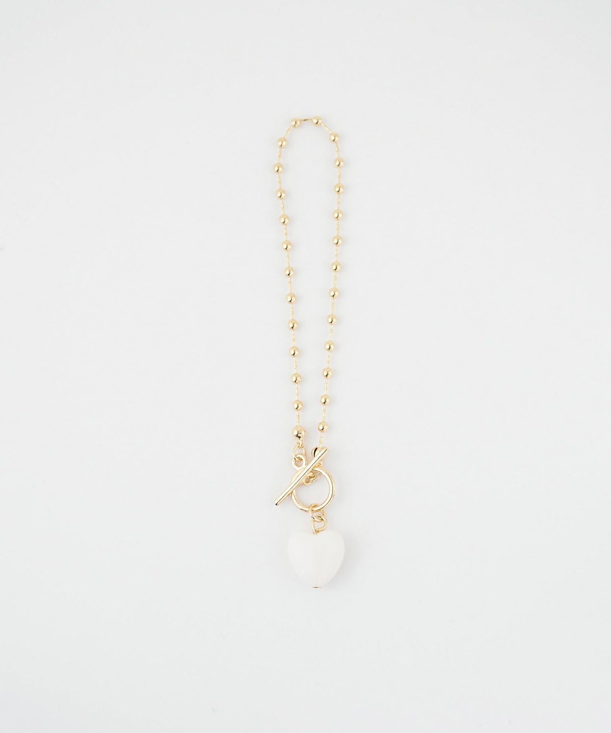 ボールチェーンハートストーンブレスレット