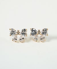 キュービックプチリボンチタンポストピアス【Dahlia】