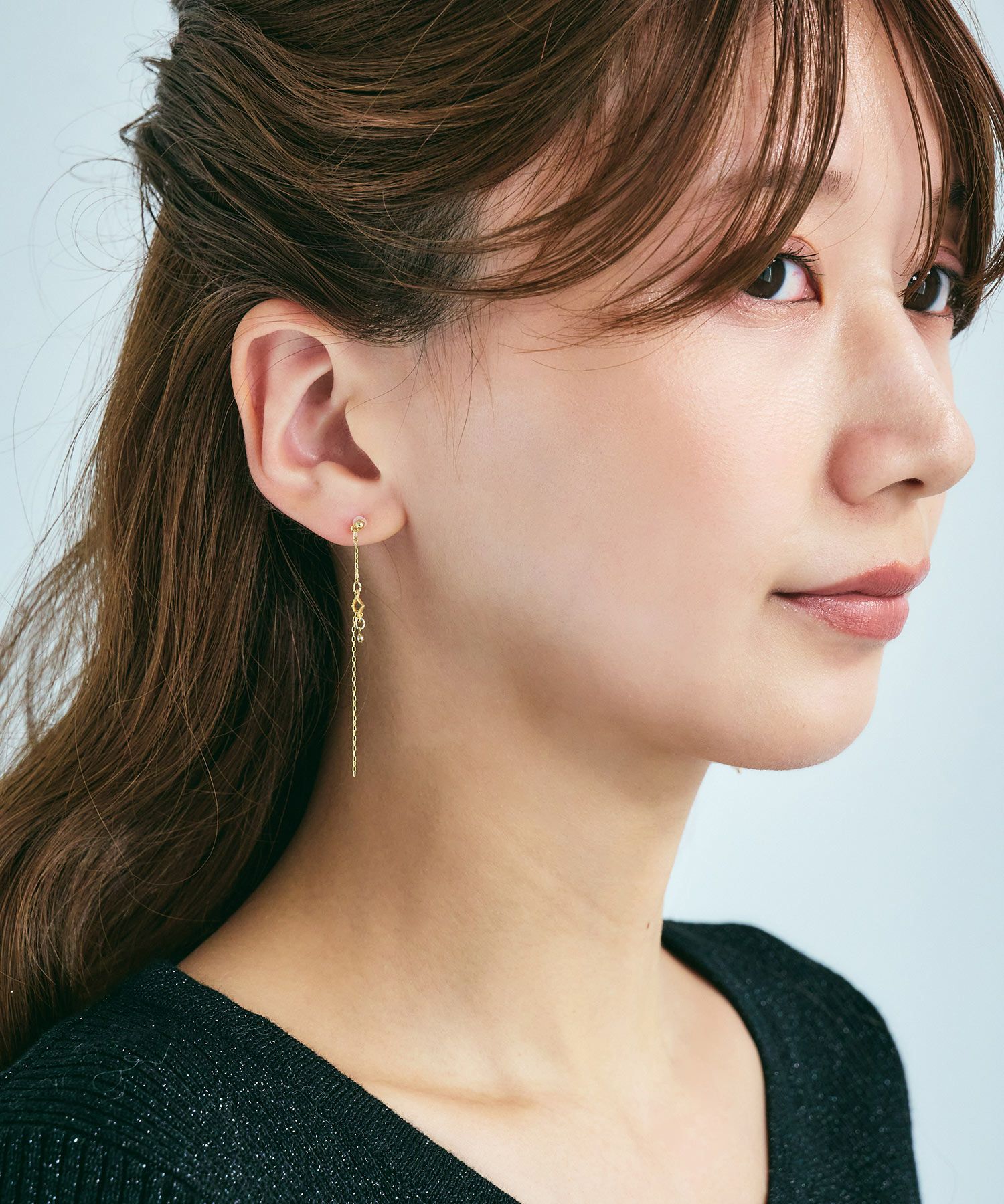 【web限定】ルミウィンドウロングチェーン樹脂コーティングポストピアス【Lumirise】