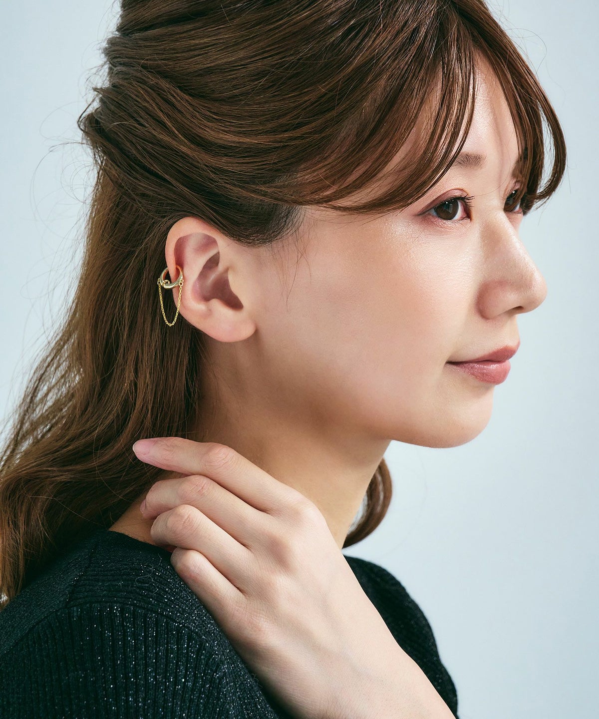 【web限定】ルミチェーンフープクラッチイヤリング【Lumirise】