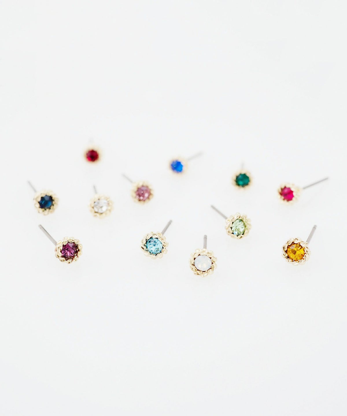 バースデーカラーストーンピュアチタンロングポストピアス