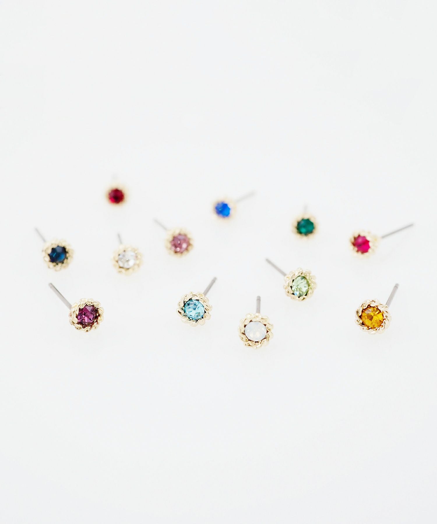 バースデーカラーストーンピュアチタンロングポストピアス