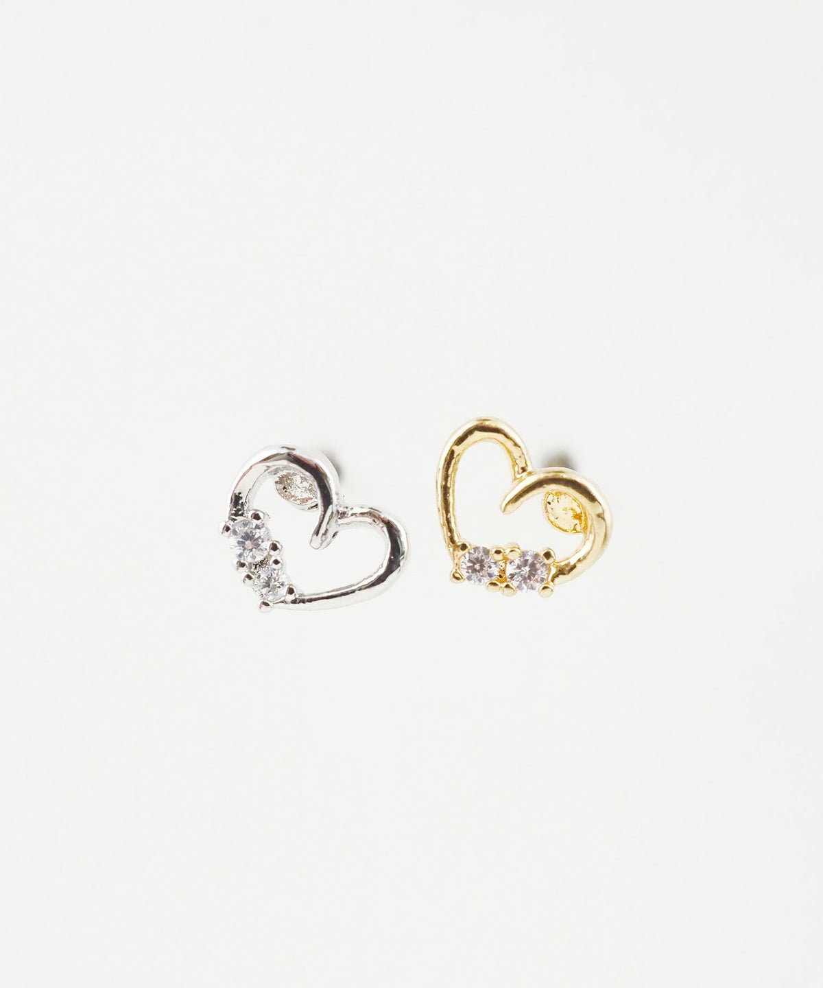 オープンハートキュービックピュアチタンロングポストピアス