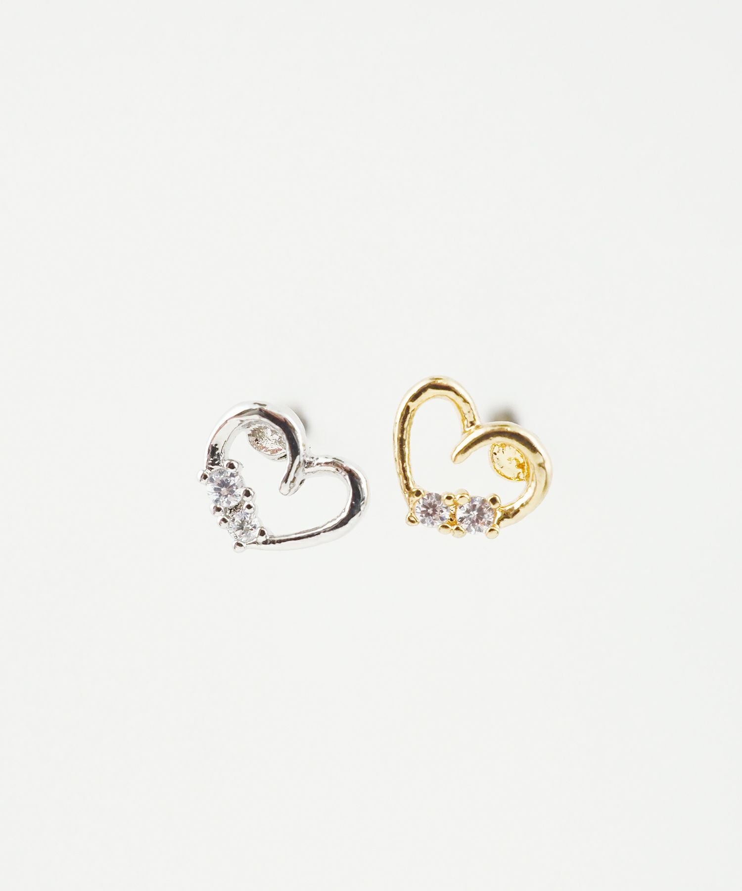 オープンハートキュービックピュアチタンロングポストピアス