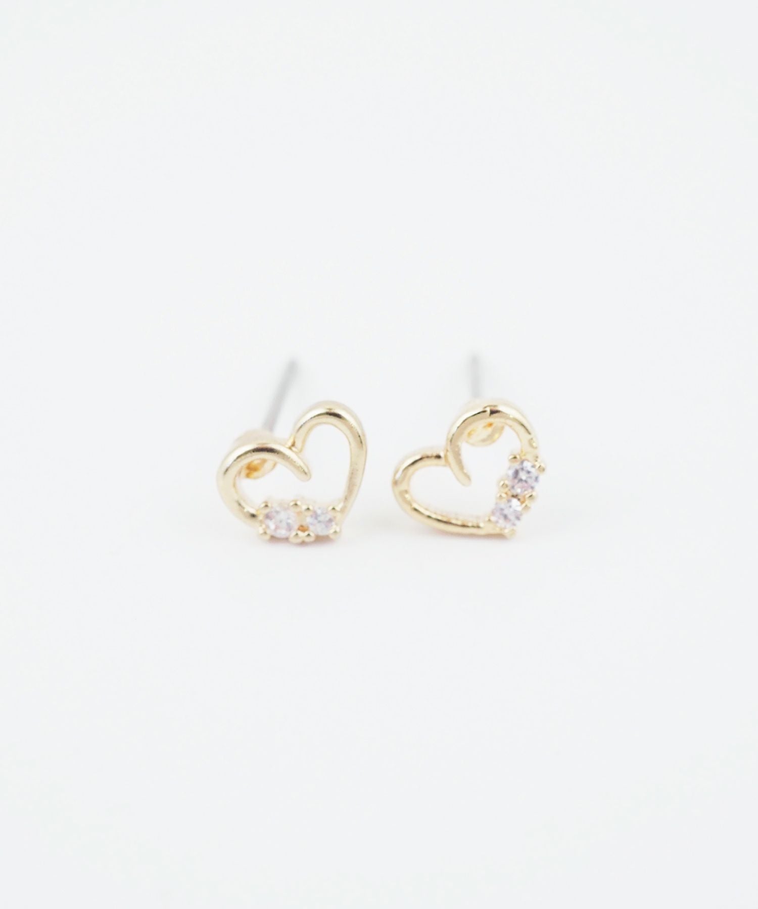 オープンハートキュービックピュアチタンロングポストピアス