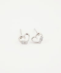 オープンハートキュービックピュアチタンロングポストピアス