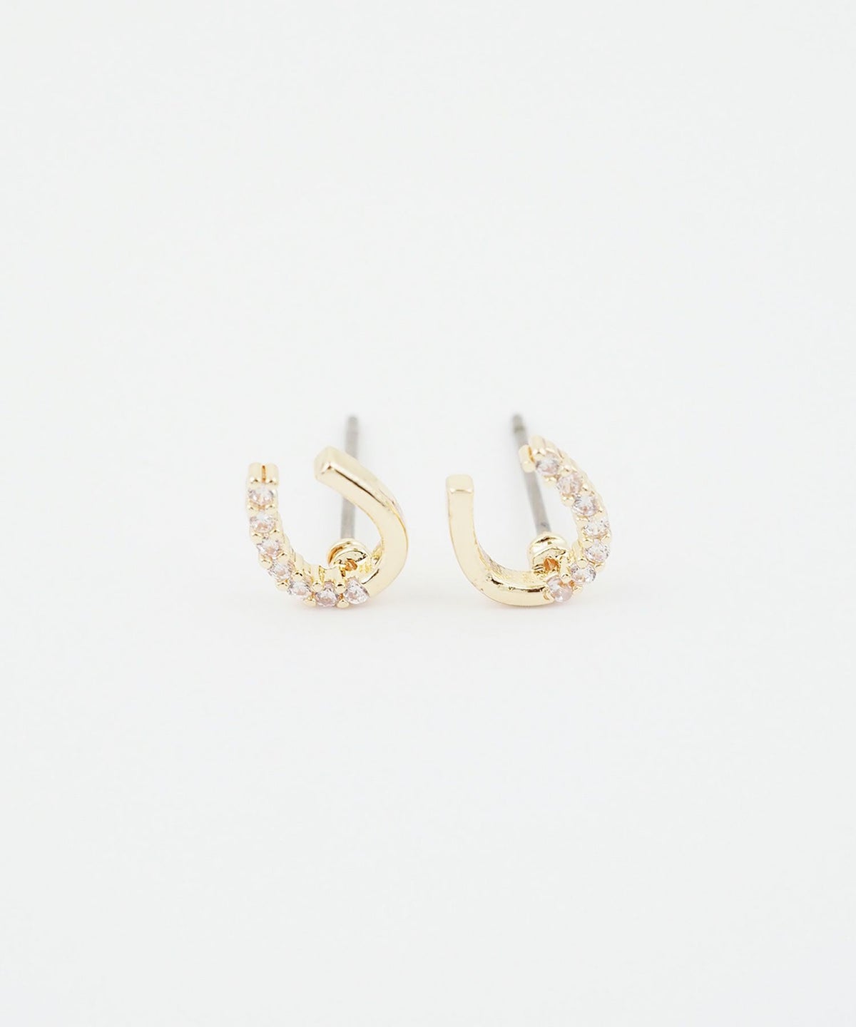 ホースシューハーフキュービックピュアチタンロングポストピアス