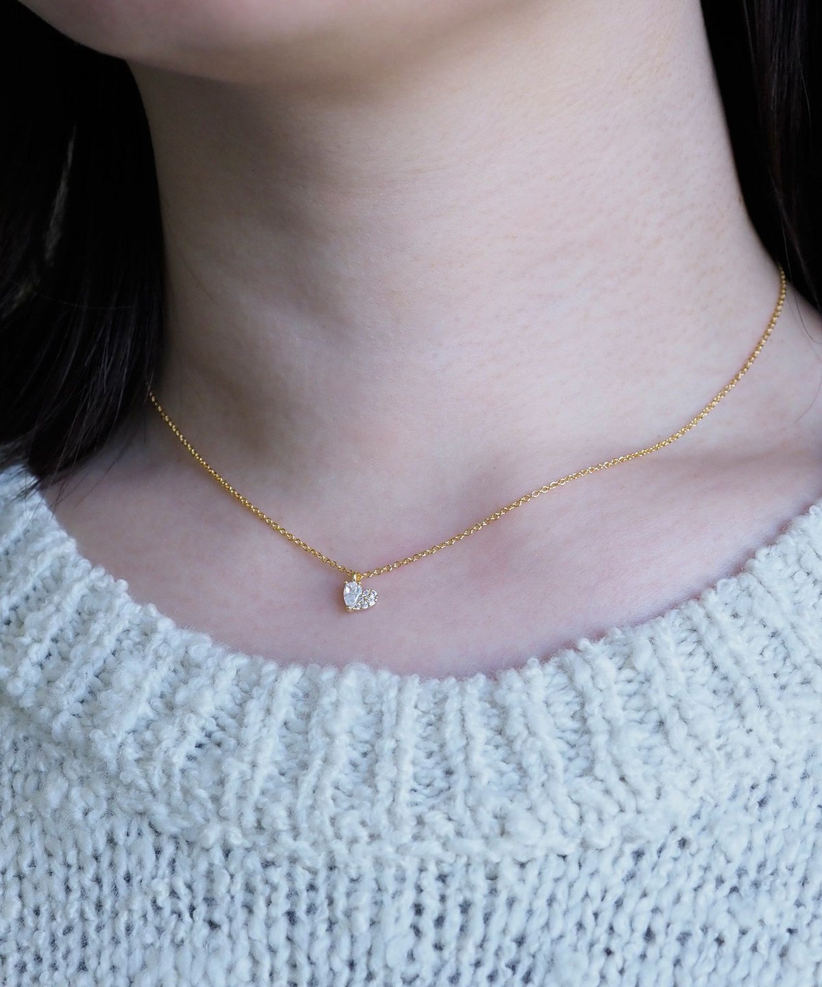 キュービックデザインハートプチペンダント