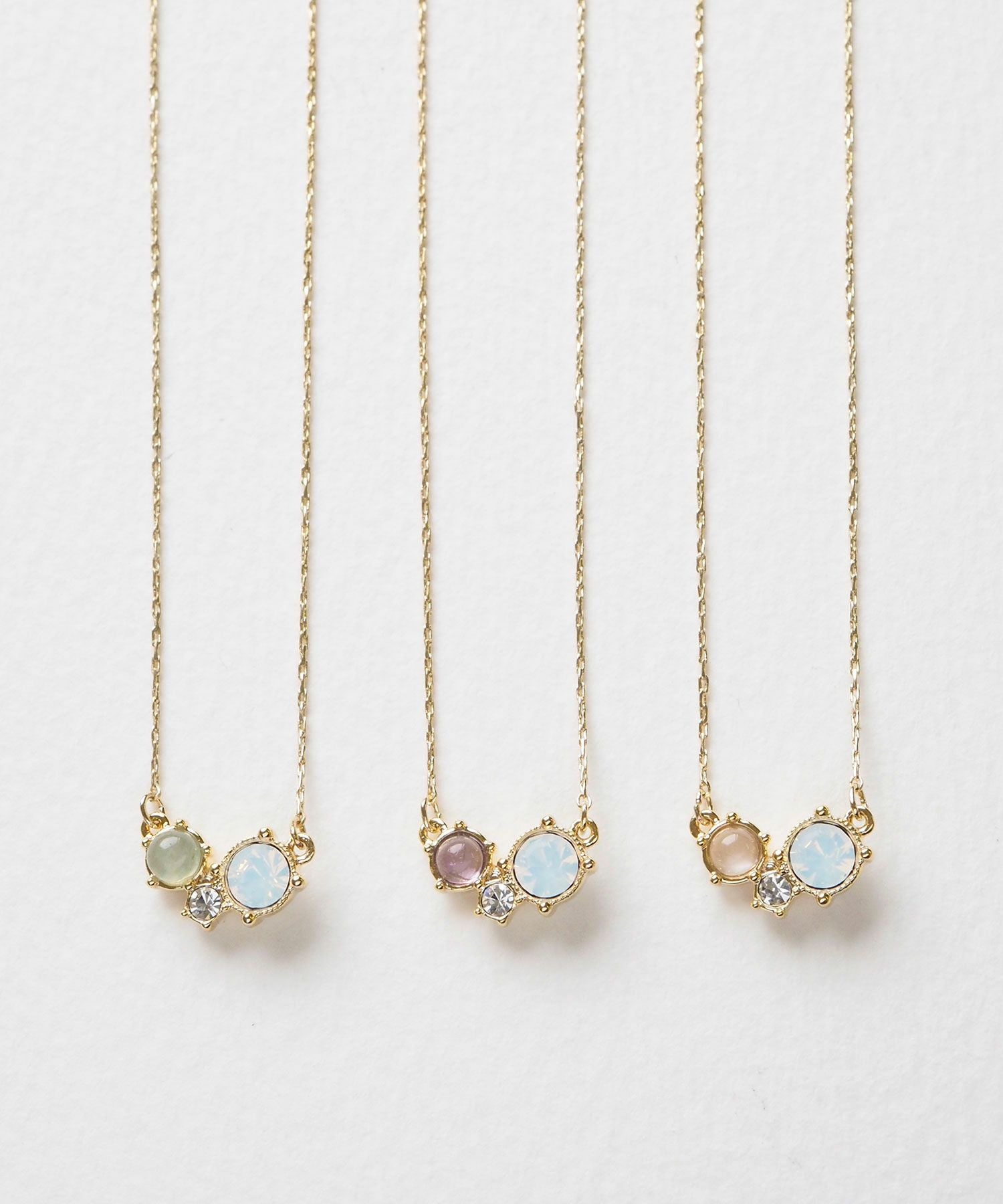 ナチュラルストーンスリーポイントネックレス【MUK Dreamy stone】