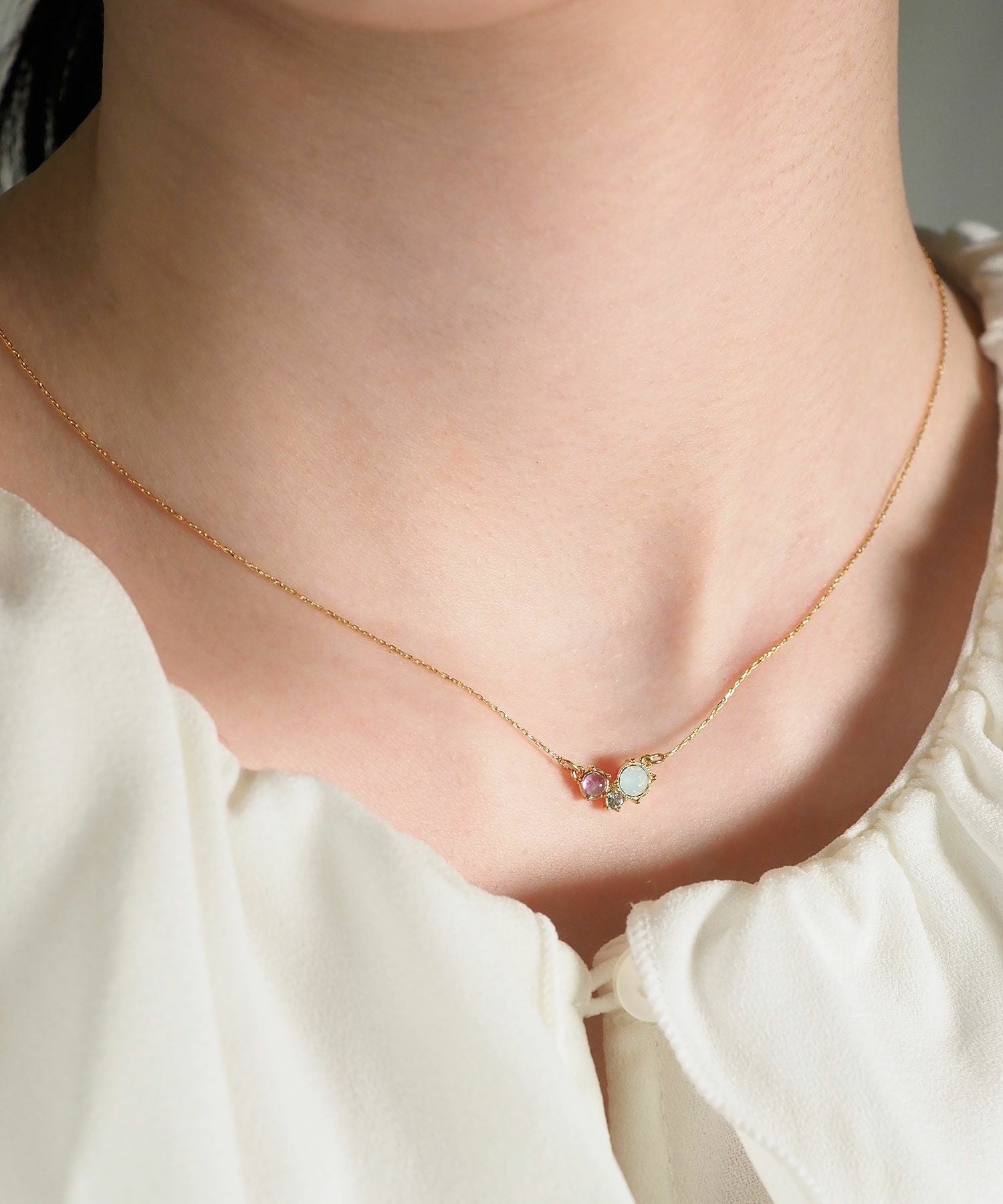 ナチュラルストーンスリーポイントネックレス【MUK Dreamy stone】