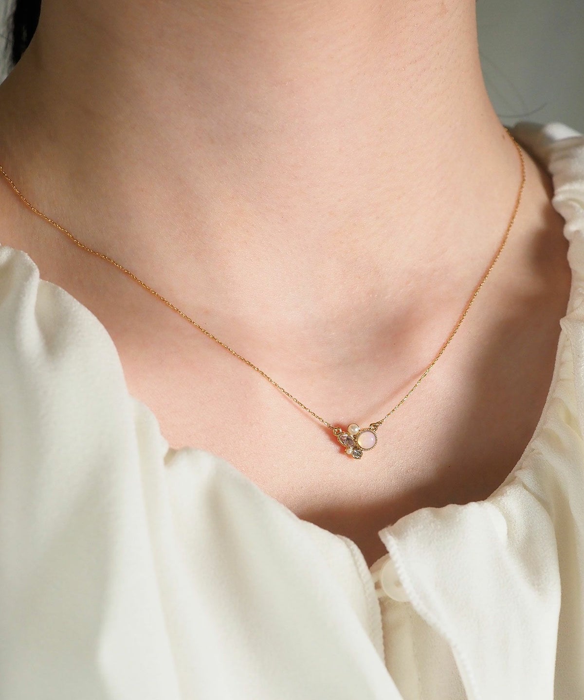 ナチュラルストーンビジューネックレス【MUK Dreamy stone】