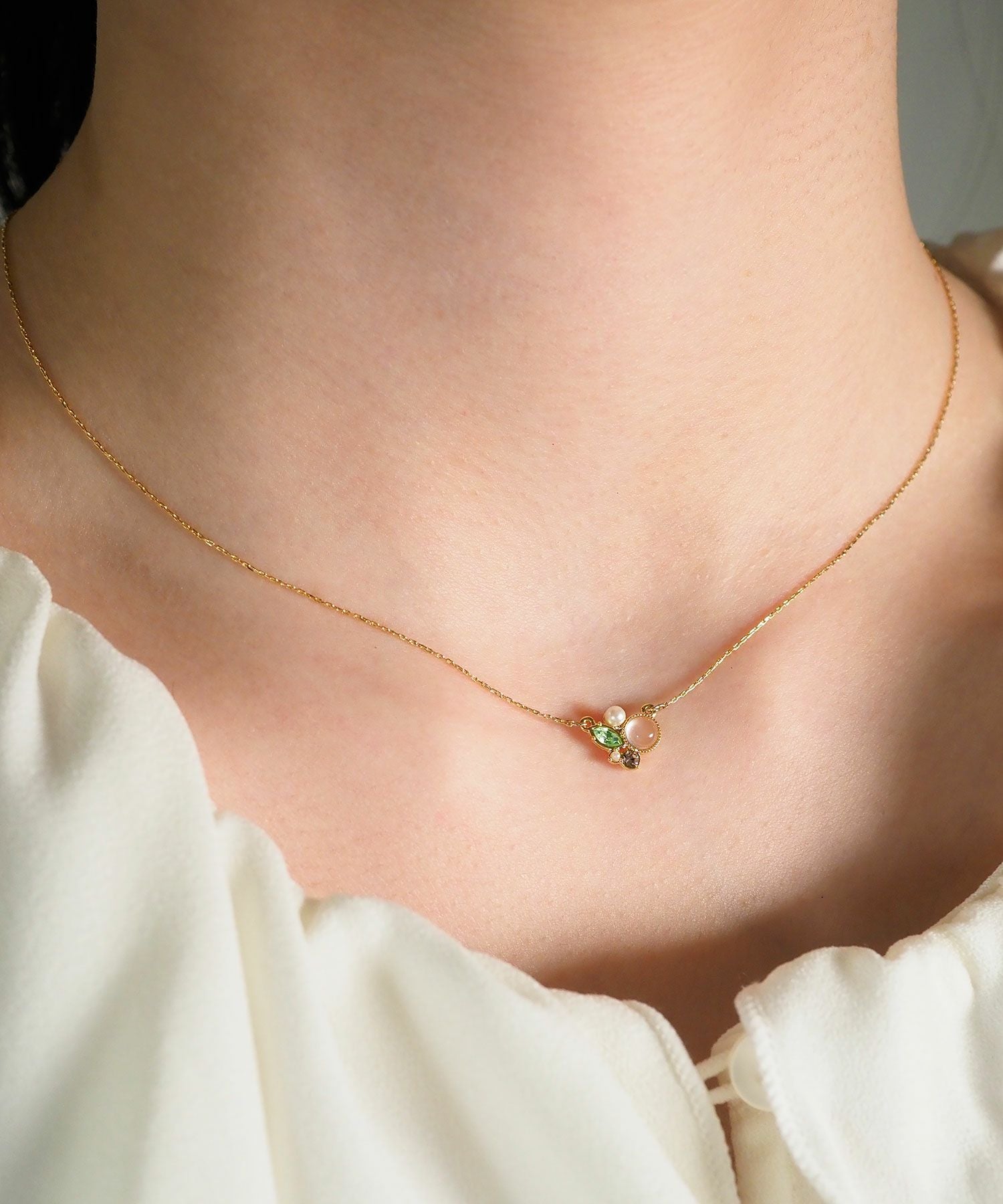 ナチュラルストーンビジューネックレス【MUK Dreamy stone】