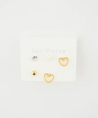 ハートフレーム樹脂ポストセットピアス