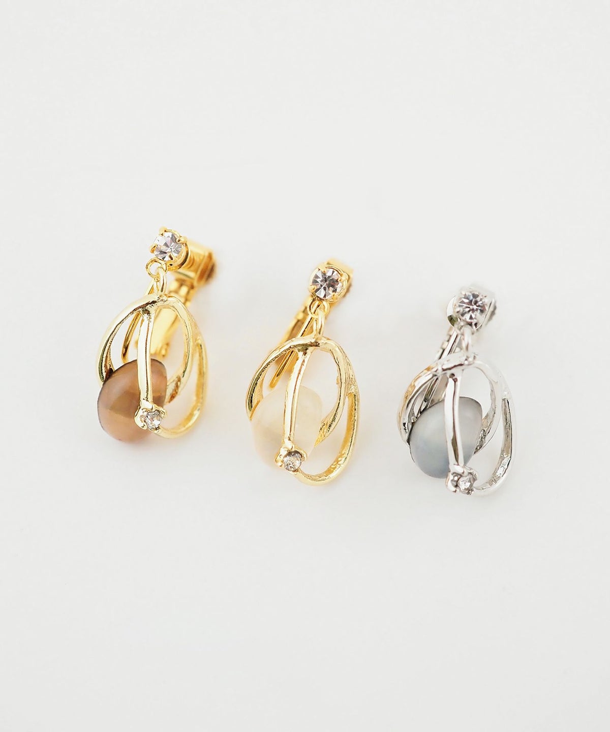 ダブルリングストーンIMFスプリングイヤリング