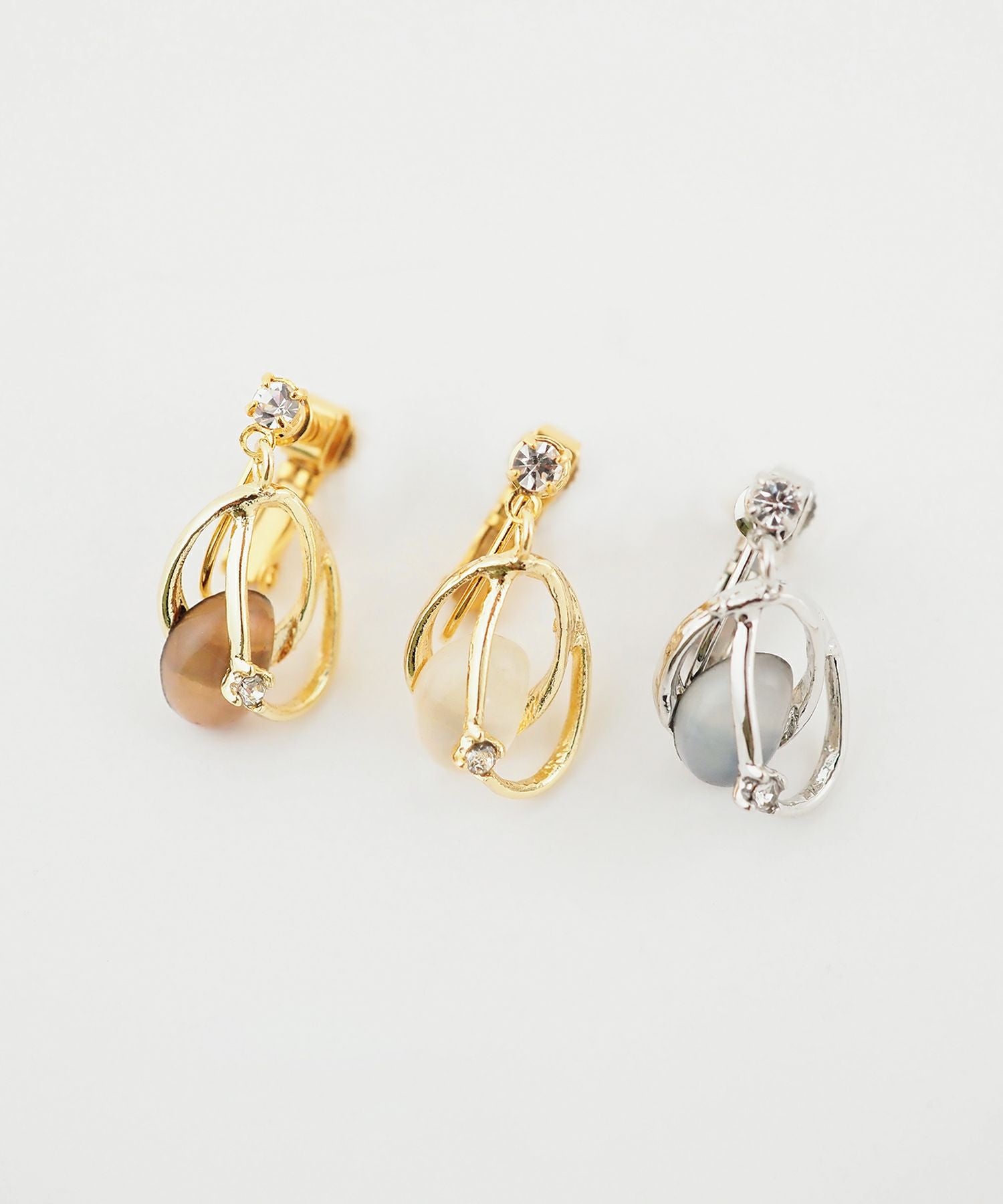 ダブルリングストーンIMFスプリングイヤリング