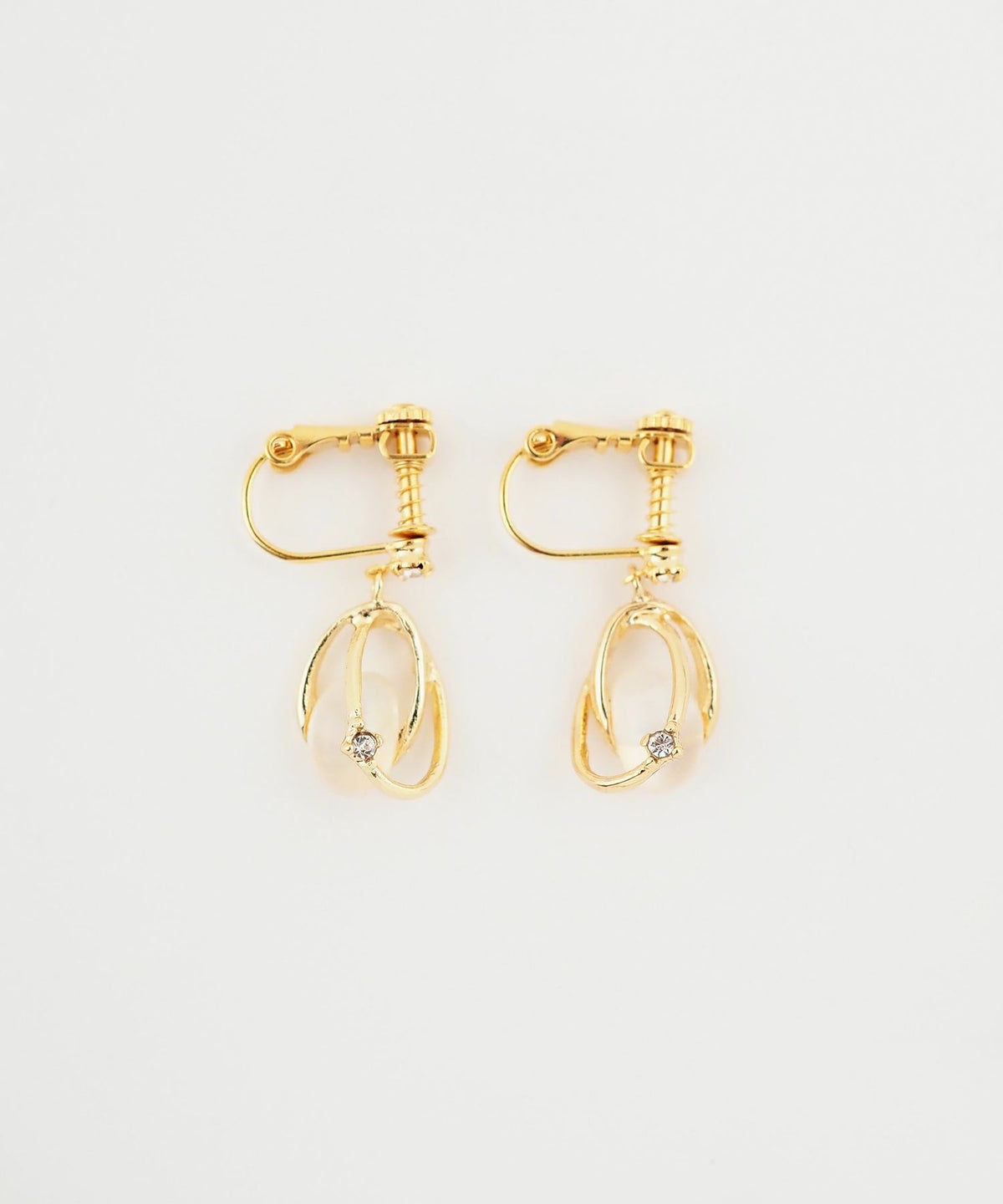 ダブルリングストーンIMFスプリングイヤリング