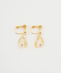 ダブルリングストーンIMFスプリングイヤリング