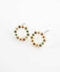 カラーキュービックサークルチタンポストピアス