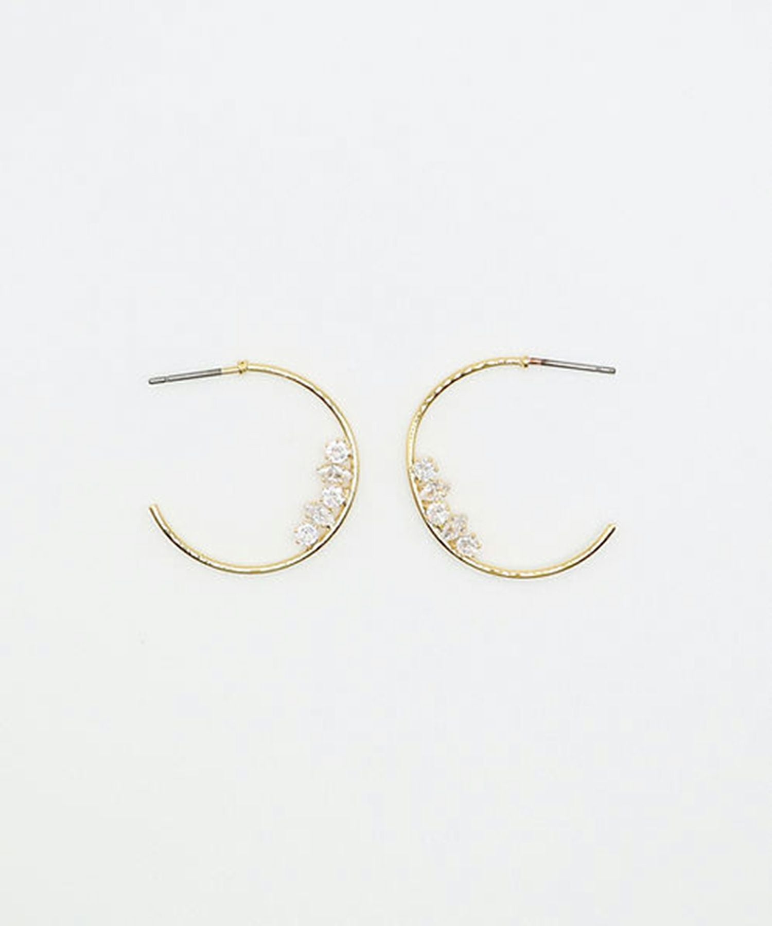 サイドクラッシュストーンフープチタンポストピアス